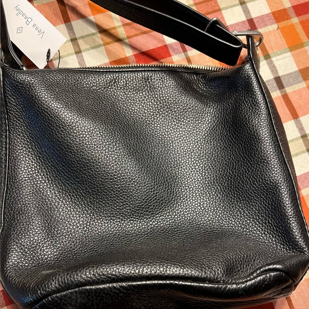 Vera Bradley Black Leather Crossbody with Leather Embellishments NWT - Picture 6 of 12